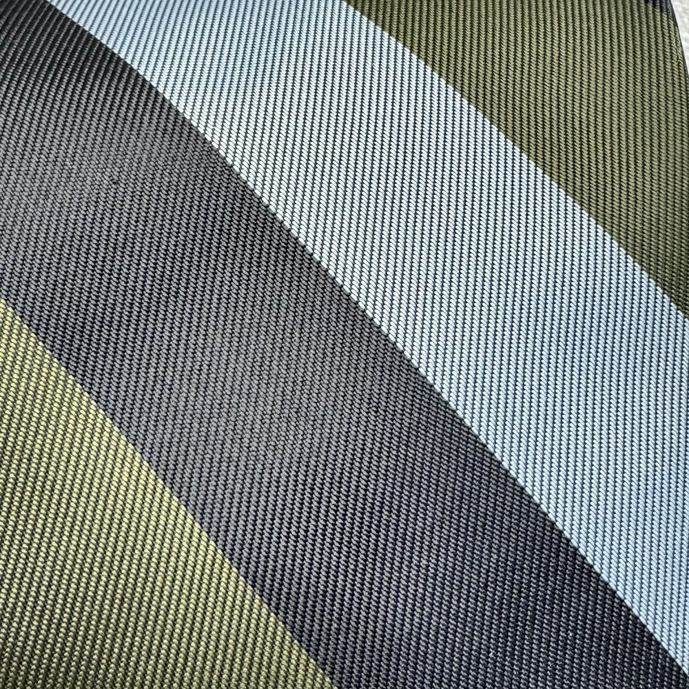 Brent Necktie Mens OS Green Blue Striped Classic‎ Silk Blend Wide Dark Academia